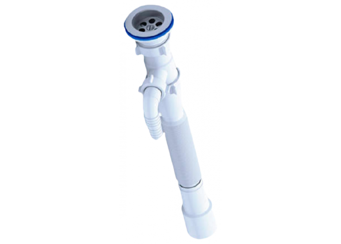 Сифон гофрированный 1 1/2"*40/50 с отводом стиральной машины (476-886мм)