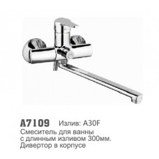 Смеситель для ванны Аccoona 7109 40мм дивертер в корпусе (1/10+A33F)
