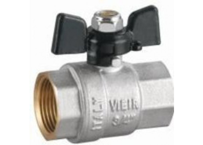 Кран шаровой 1/2" г/г бабочка НИКЕЛЬ VR201-01 ViEiR (14/112)