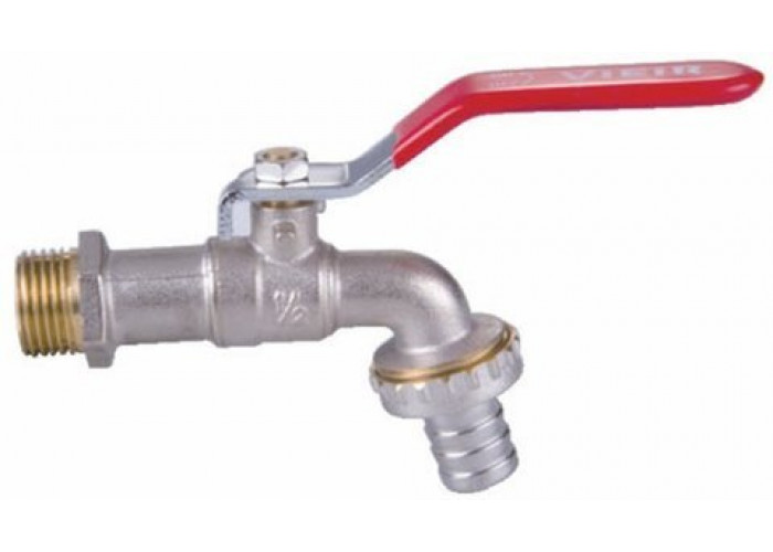 Кран с носиком 1/2" НИКЕЛЬ VR5003 ViEiR (12/120) УСИЛЕННЫЙ