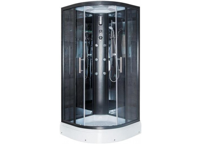 Душевая кабина 100x100x215 ERLIT ER5710P-C24-RUS низкий поддон, черная/тонированная