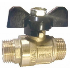 Кран шаровой 1/2" ш/ш бабочка ЖЕЛТЫЙ VR105-01 ViEiR (12/120)