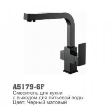 Смеситель для кухни Accoona 5179-6F высокий с фильтром квадр ЧЕРНЫЙ