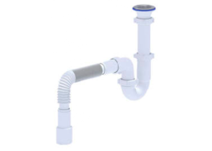 Сифон АНИ 1 1/2"*40 прямоточный с литым выпуском, с гибкой трубой 40*40/50