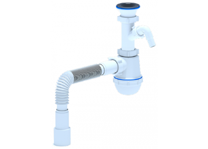 Сифон АНИ 1 1/4"*40 с отводом для стиральной машины, с гибкой трубой 40*50