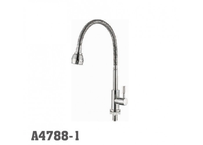 Смеситель для кухни Accoona 4788-1 МОНО гибкий НЕРЖАВЕЙКА