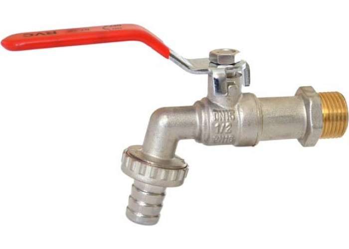 Кран RVC шаровой (15) 1/2" со штуцером ручка