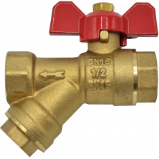 Кран RVC шаровой (15) 1/2" гг с фильтром бабочка