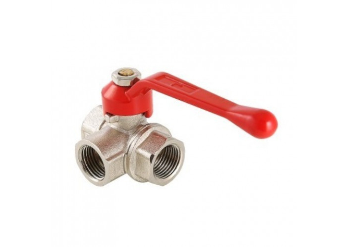 Кран шаровый ТРЕХХОДОВОЙ 1/2" г/г/г ручка GL192 ViEiR (10/80) Т-образный