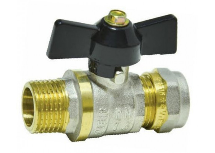 Кран шаровый МП 20*1/2" ц/ш бабочка НИКЕЛЬ VRLM201 ViEiR (10/100)