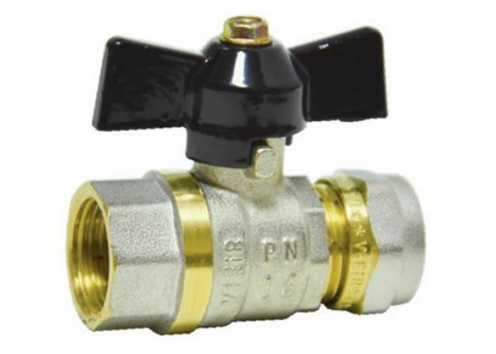 Кран шаровый МП 20*3/4" ц/г бабочка НИКЕЛЬ VRLF202 ViEiR (10/100)