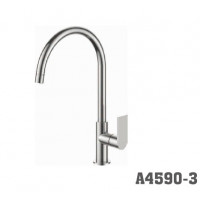 Смеситель для кухни Accoona 4590-3 утка высокий излив НЕРЖАВЕЙКА