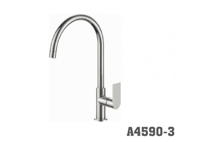 Смеситель для кухни Accoona 4590-3 утка высокий излив НЕРЖАВЕЙКА