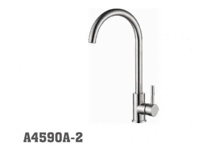 Смеситель для кухни Accoona 4590A-2 высокий регулируемый аэратор НЕРЖАВЕЙКА