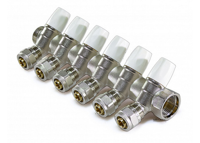 Коллектор регулирующий под 45°, 3/4"г/ш х 16ц - 6 выхода MR135N-3/4-C-6