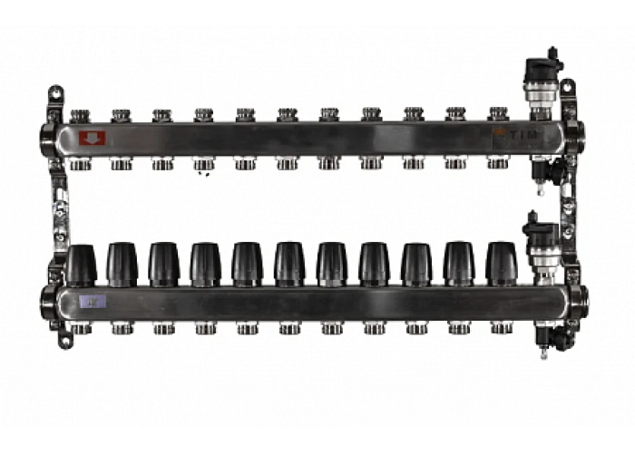 Коллекторная группа 1", 12 ходов латунный корпус без расходомера и кранов TIM KB012
