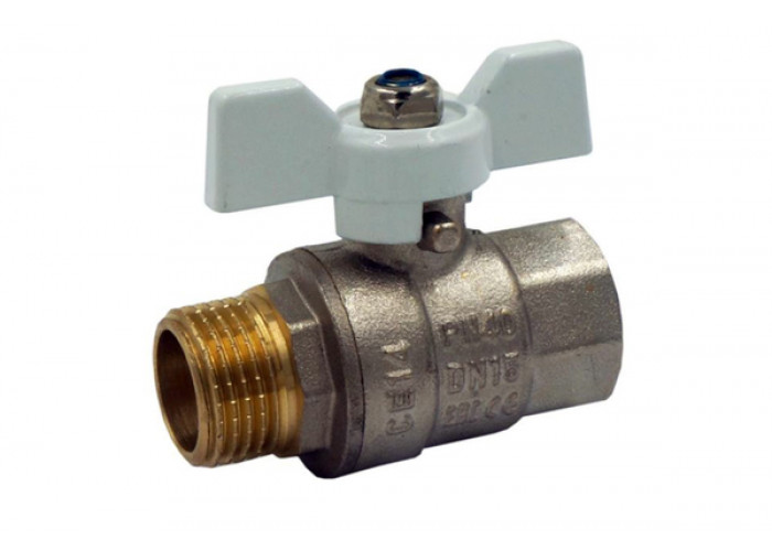 Кран шаровой усиленный латунный 3/4" г-ш бабочка TIM DE1218N