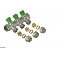 Коллектор 45° с кран-буксами 3/4х1/2ш-3 выхода под конус TIM MR135N-3/4-3