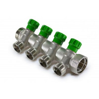 Коллектор 45° с кран-буксами 3/4х1/2ш-4 выхода под конус TIM MR135N-3/4-4