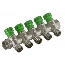 Коллектор 45° с кран-буксами 3/4х1/2ш-5 выхода под конус TIM MR135N-3/4-5
