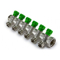 Коллектор 45° с кран-буксами 3/4х1/2ш-6 выхода под конус TIM MR135N-3/4-6